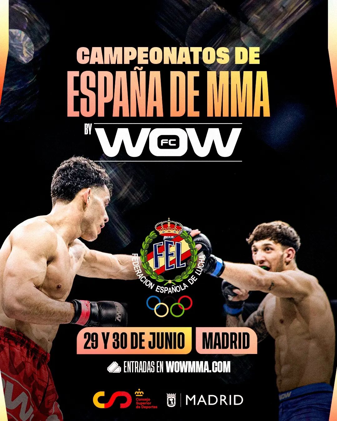 Las MMA amateur españolas coronarán a nuevos campeones y campeonas del deporte en el evento organizado por WOW y la Federación de Lucha.
