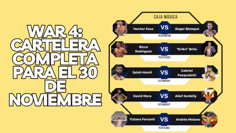 WAR MMA llega por primera vez a Madrid con WAR 4, un evento que tendrá 8 combates profesionales y 6 amateurs.
