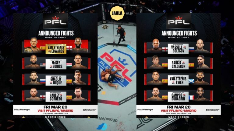 PFL Madrid ya ha revelado 8 combates para su cartelera del 20 de marzo en España y hacemos un repaso a la velada de la promotora.