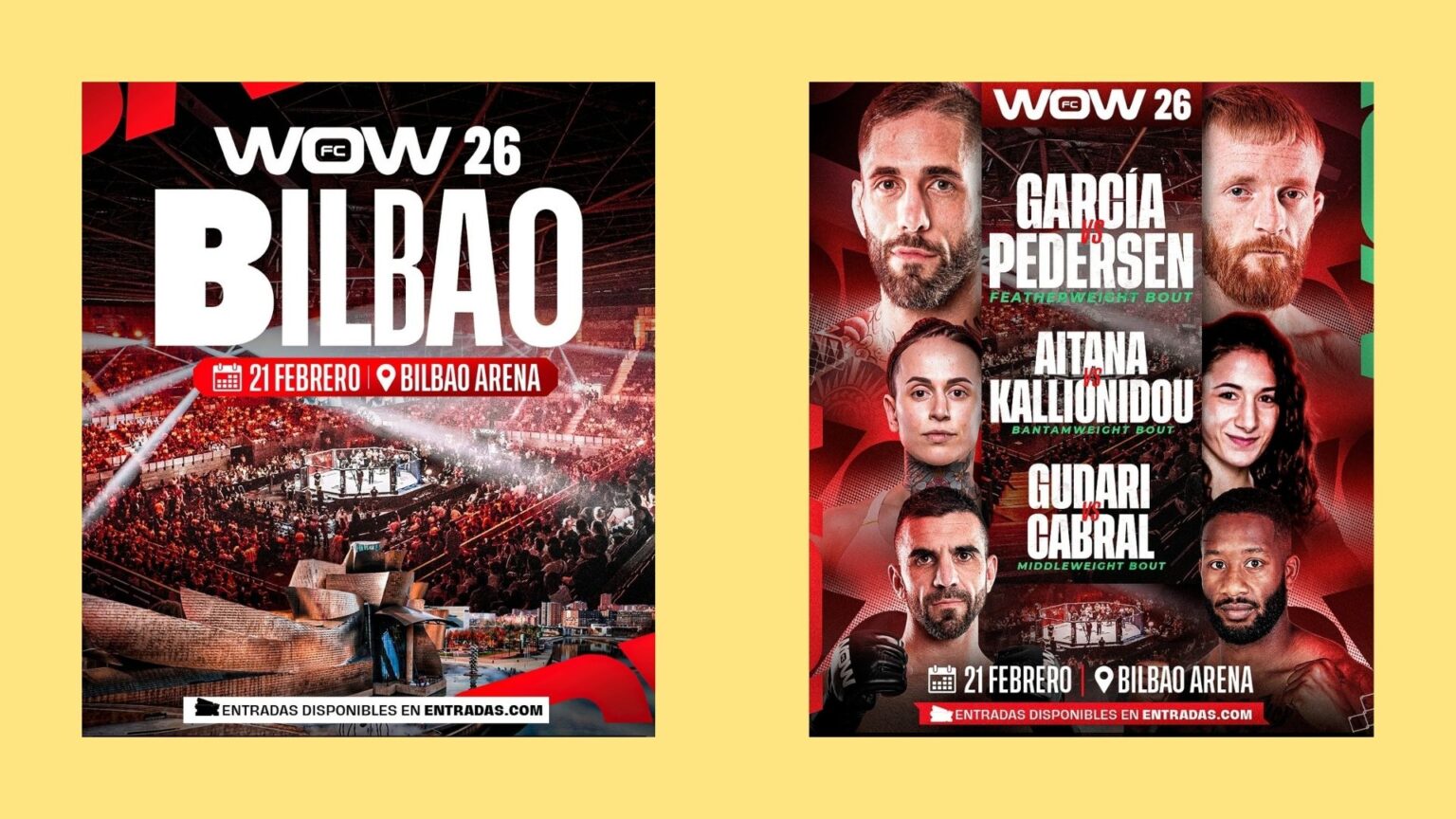 WOW 26 servirá para arrancar el año de las MMA españolas con un evento por todo lo alto en el Bilbao Arena.